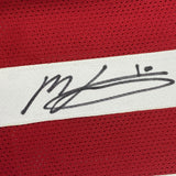 Autographed/Signed Mac Jones Alabama Red College Football Jersey Beckett BAS COA