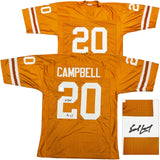 TEXAS LONGHORNS EARL CAMPBELL AUTOGRAPHED ORANGE JERSEY "HT 77" JSA 228967