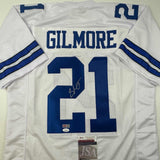 Autographed/Signed Stephon Gilmore Dallas White Football Jersey JSA COA