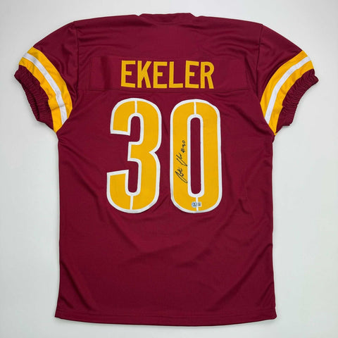 Autographed/Signed Austin Ekeler Washington Burgundy Football Jersey BAS COA