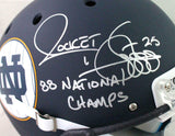 Rocket Ismail Autographed Notre Dame Blue Alternate FS Helmet blue mask- Beckett