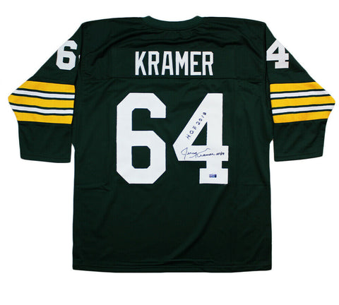 Jerry Kramer Signed Green Bay Custom Green Long Sleeve Jersey with "HOF 2018"