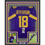 Framed Autographed/Signed JUSTIN JEFFERSON 33x42 Color Rush Jersey JSA COA