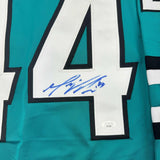 Framed Autographed/Signed Marc-Edouard Vlasic 35x39 San Jose Teal Jersey JSA COA