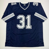 Autographed/Signed Brock Marion Dallas Blue Football Jersey JSA COA