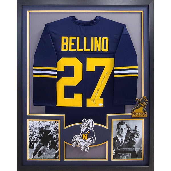 Joe Bellino Autographed Signed Framed Navy Heisman Naval Academy Jersey JSA