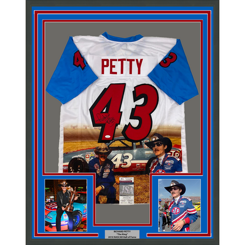 Framed Autographed/Signed Richard Petty 33x42 NASCAR Racing Photo Jersey JSA COA