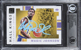 Lakers Magic Johnson Signed 2017 Donruss Hall Kings #7 Card BAS Slabbed