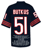 Dick Butkus Signed Navy Embroidered Stat Custom Football Jersey - (Beckett COA)