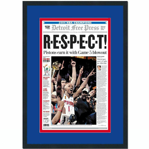 Framed Detroit Free Press Pistons 2004 Championship Newspaper Cover 17x27 Photo