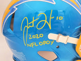 JUSTIN HERBERT AUTOGRAPHED CHARGERS FLASH FULL SIZE AUTHENTIC HELMET ROY BECKETT