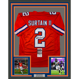 Framed Autographed/Signed Patrick Surtain II 33x42 Retro Orange Jersey JSA COA