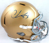 Chase Claypool Autographed Notre Dame F/S Speed Helmet-Beckett W Hologram *Blue