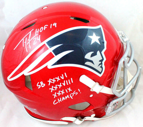 Ty Law Autographed Patriots F/S Flash Speed Authentic Helmet w/2 Insc.-BAW Holo