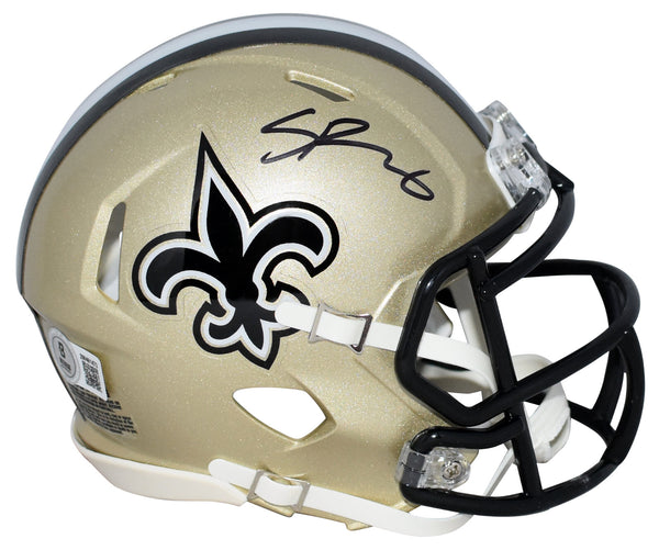 SPENCER RATTLER AUTOGRAPHED NEW ORLEANS SAINTS SPEED MINI HELMET BECKETT