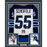 Framed Autographed/Signed Mark Scheifele 35x39 Winnipeg White Jersey JSA COA