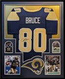 FRAMED ST. LOUIS RAMS ISAAC BRUCE AUTOGRAPHED SIGNED JERSEY BECKETT COA