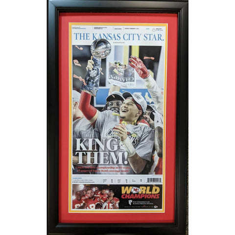 Framed Kansas City Star Chiefs Super Bowl LIV 54 Newspaper Cover 17x27 Photo