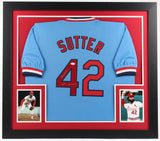 Bruce Sutter Signed Cardinals 31x35 Framed Jersey Inscribed "HOF 06" (JSA Holo)