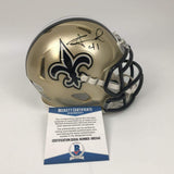 Autographed/Signed Alvin Kamara New Orleans Saints Mini Helmet Beckett BAS COA