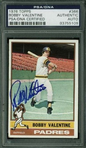 Padres Bobby Valentine Authentic Signed Card 1976 Topps #366 PSA/DNA Slabbed