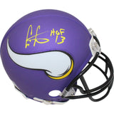 Cris Carter Autographed Minnesota Vikings VSR4 Mini Helmet HOF Beckett 47402