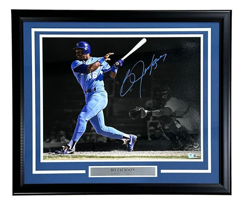 Bo Jackson Signed Framed 16x20 Kansas City Royals Photo BAS