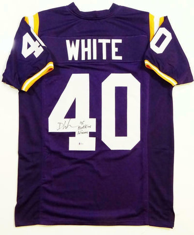 Devin White Signed Purple College Style Jersey w/2018 Butkus Winner-Beckett Auth