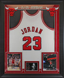 Bulls Michael Jordan Authentic Signed White Framed Jersey BAS #AA03315