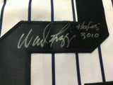 FRAMED Autographed/Signed WADE BOGGS 33x42 New York Pinstripe Jersey JSA COA