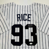 Autographed/Signed Ben Rice New York Pinstripe Baseball Jersey JSA COA