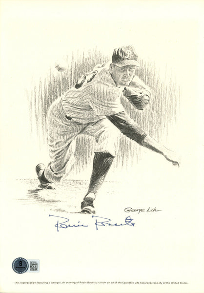 Robin Roberts Signed Philadelphia Phillies 8x10 Print Drawing BAS 45078