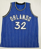 Shaquille O'Neal Autographed Orlando Magic Blue Custom Jersey Beckett Witnessed