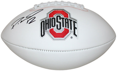 Denzel Ward Autographed/Signed Ohio State Buckeyes Logo Football JSA 26583