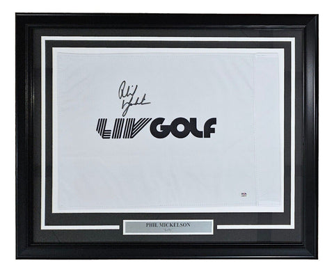 Phil Mickelson Signed Framed LIV Golf Flag PSA Hologram