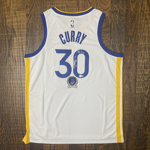 Stephen Curry Signed Golden State Warriors White Nike NBA Jersey 3pt King BAS