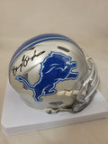 BARRY SANDERS SIGNED DETROIT LIONS SPEED MINI HELMET SCHWARTZ HOLOGRAM