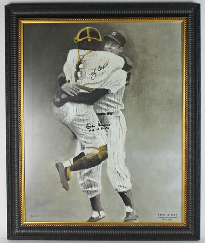 Yankees Yogi Berra & Don Larsen Signed & Framed 24x30 Litho PSA/DNA #AA08930