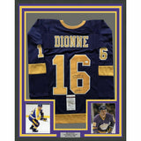 FRAMED Autographed/Signed MARCEL DIONNE HOF 92 33x42 LA Purple Jersey JSA COA