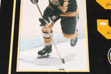 Johnny Bucyk Signed Bruins 22x24 Custom Matted #9 Jersey Patch Display (JSA COA)