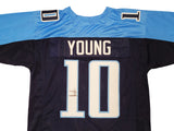 TENNESSEE TITANS VINCE YOUNG AUTOGRAPHED SIGNED BLUE JERSEY JSA STOCK #202303