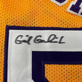 Framed Autographed/Signed Gail Goodrich 33x42 Los Angeles Yellow Jersey BAS COA