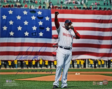 David Ortiz Signed Boston Red Sox 16x20 Photo W/ This is Our F'N City Beckett