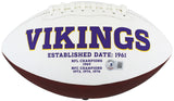 Vikings Jordan Addison Signed White Panel Logo Football W/ Case BAS Witnessed