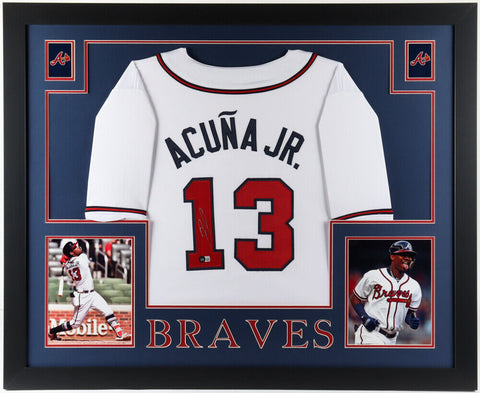 Ronald Acuna Jr. Signed 35" x43" Framed Atlanta Braves Jersey (Beckett Hologram)