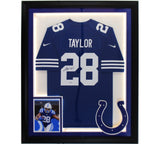 Jonathan Taylor Signed Indianapolis Colts LED Framed Nike Game Blue NFL Jersey