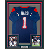 Framed Autographed/Signed Jimmie Ward 33x42 Houston Blue Football Jersey BAS COA