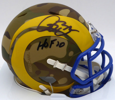 Isaac Bruce Autographed Rams Camo Speed Mini Helmet HOF 20 Beckett QR #1W478440