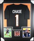 JA'MARR CHASE (Bengals black TOWER) Signed Autographed Framed Jersey Beckett