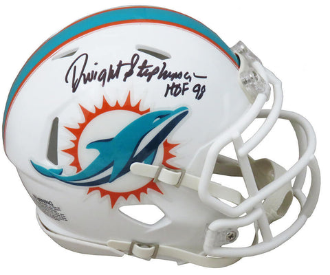 Dwight Stephenson Signed Dolphins Riddell Speed Mini Helmet w/HOF'98- SS COA